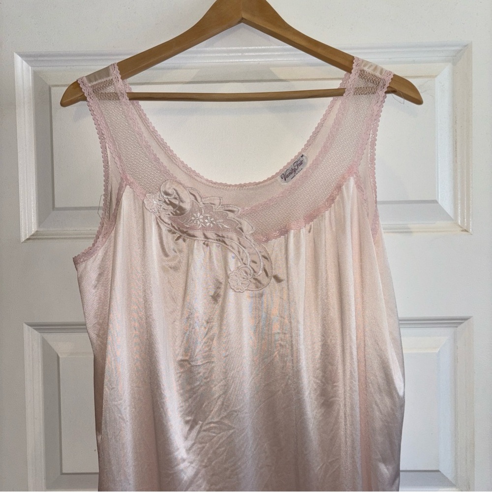 Vintage Vanity Fair Pink & Lacy Lace Nightie Nightgown Hot Mom Retro Housewife M